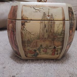 Vtg handmade carved wooden purse rare unique painted stout